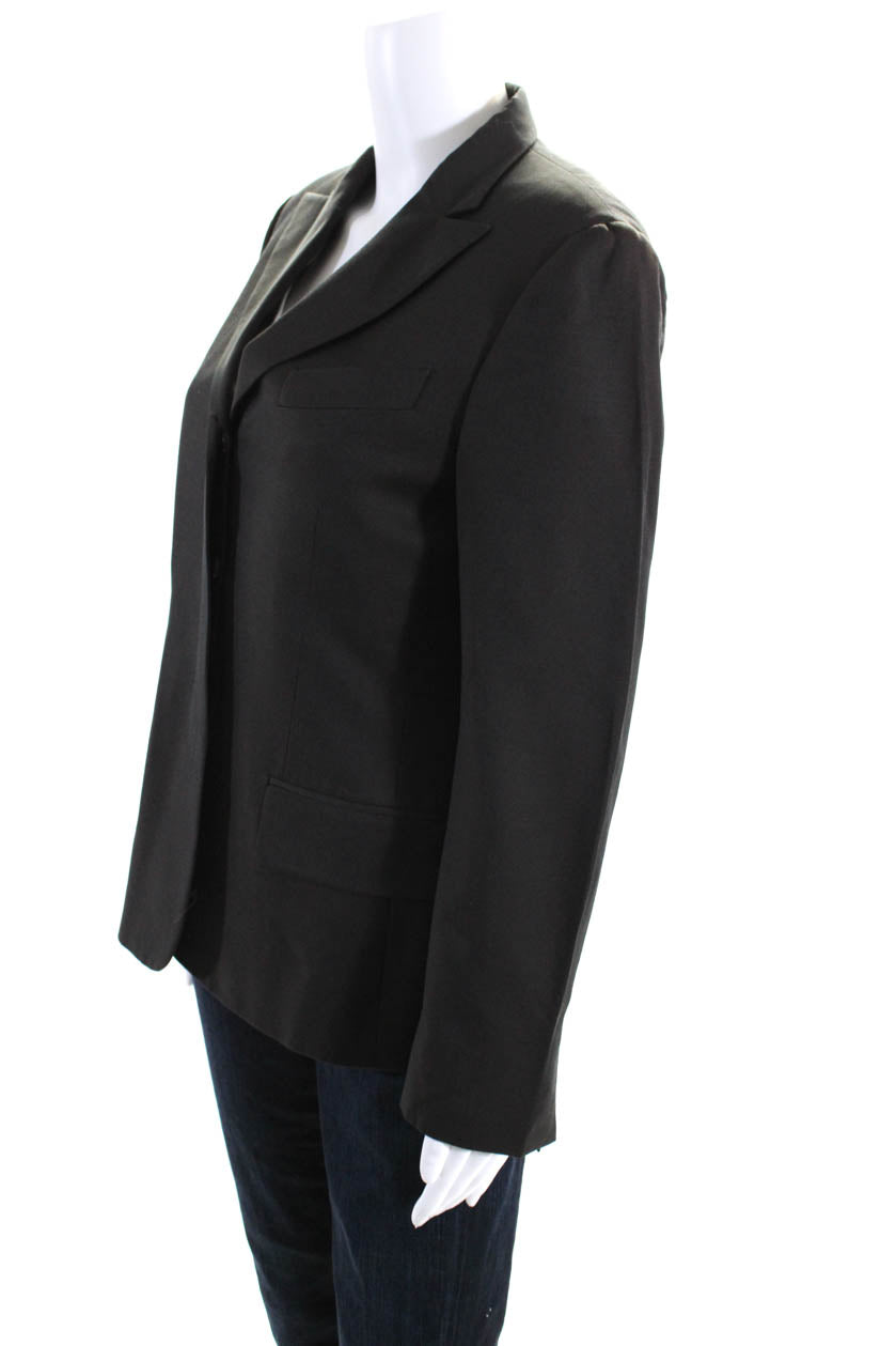 Gucci Womens Three Button Blazer Jacket Gray Wool