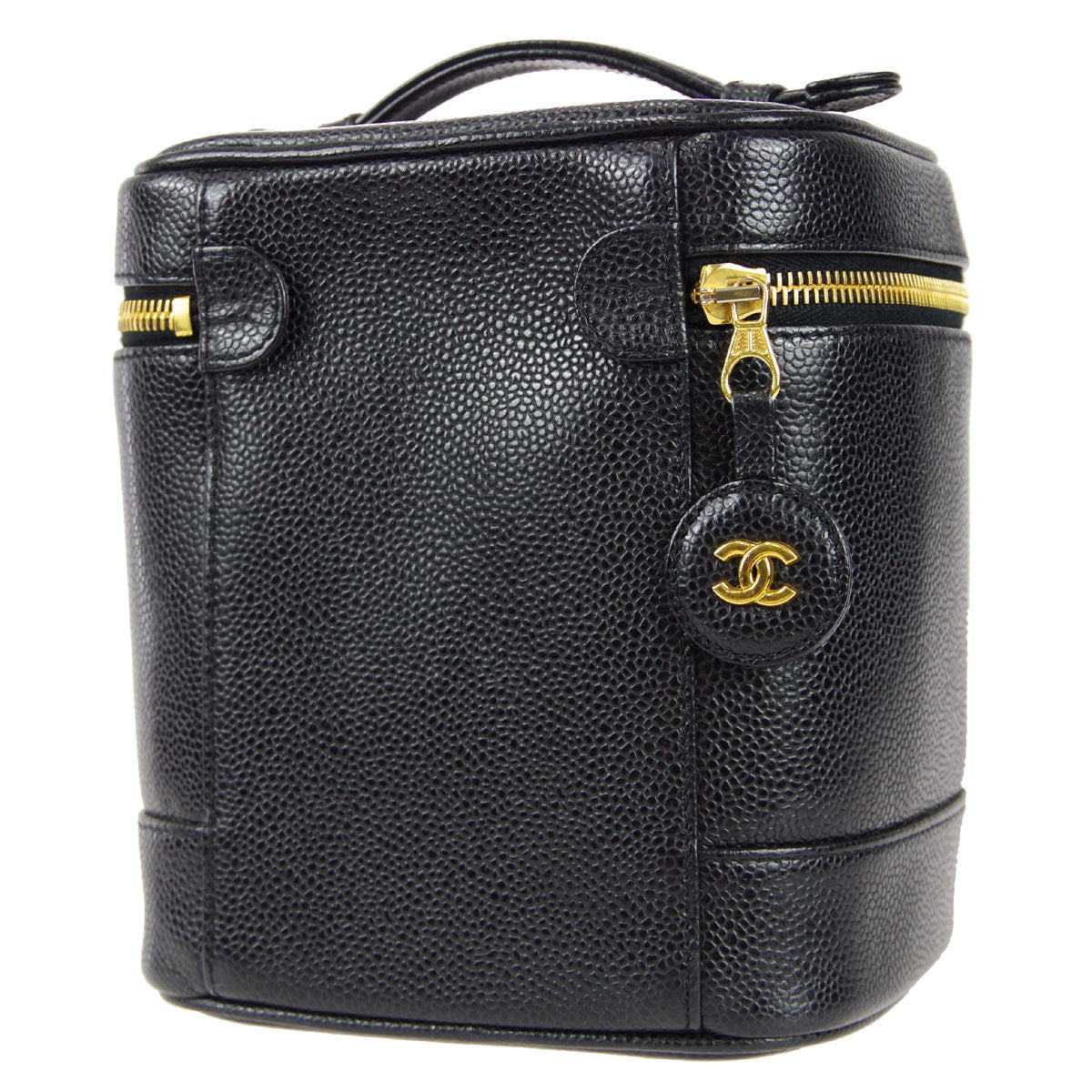 Luxury Chanel 1997-1999 Timeless Vanity Handbag Black Caviar