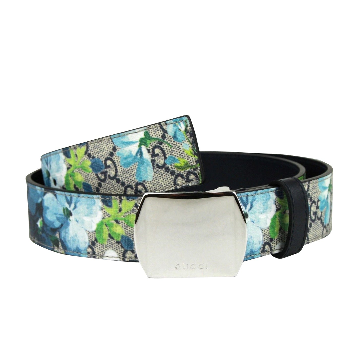 Gucci Unisex  Buckle GG Supreme Coated Canvas Belt With Box