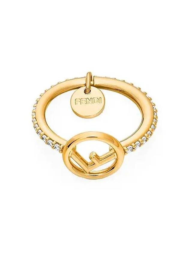 Luxury Fendi F Logo Crystals Ring Gold