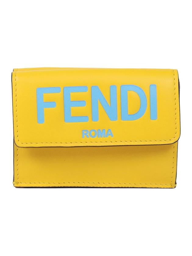 Luxury Fendi Logo Leather Half Wallet Yellow
