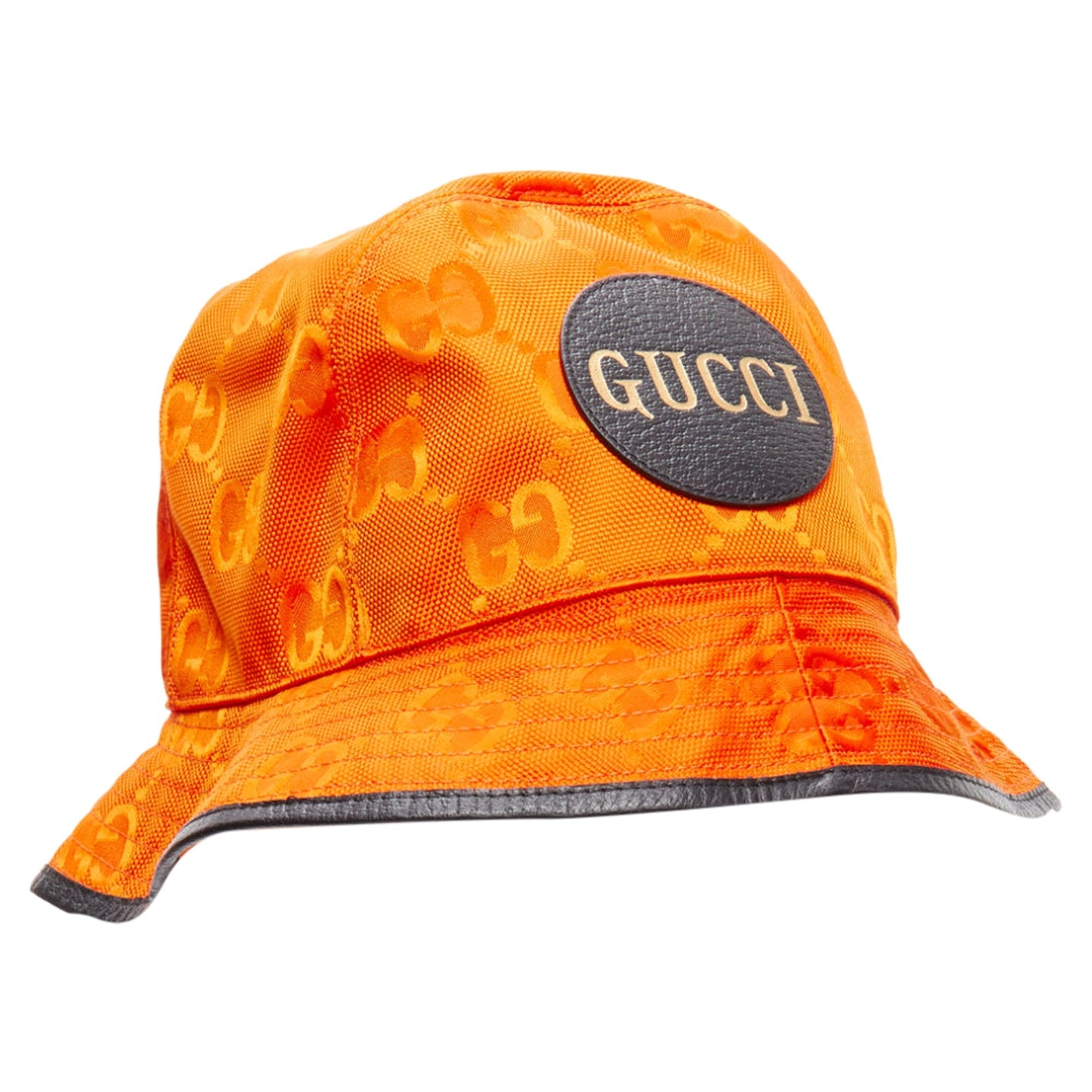 Gucci off the grid gg monogram leather trim bucket hat