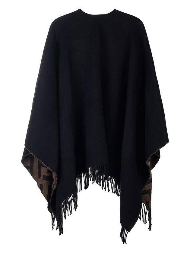 Luxury Fendi FF Reversible Wool Cashmere Cape Brown Black