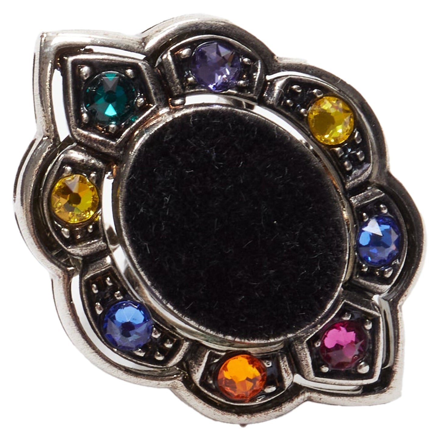 Gucci Alessandro Michele velvet colorful crystals oversized cocktail ring