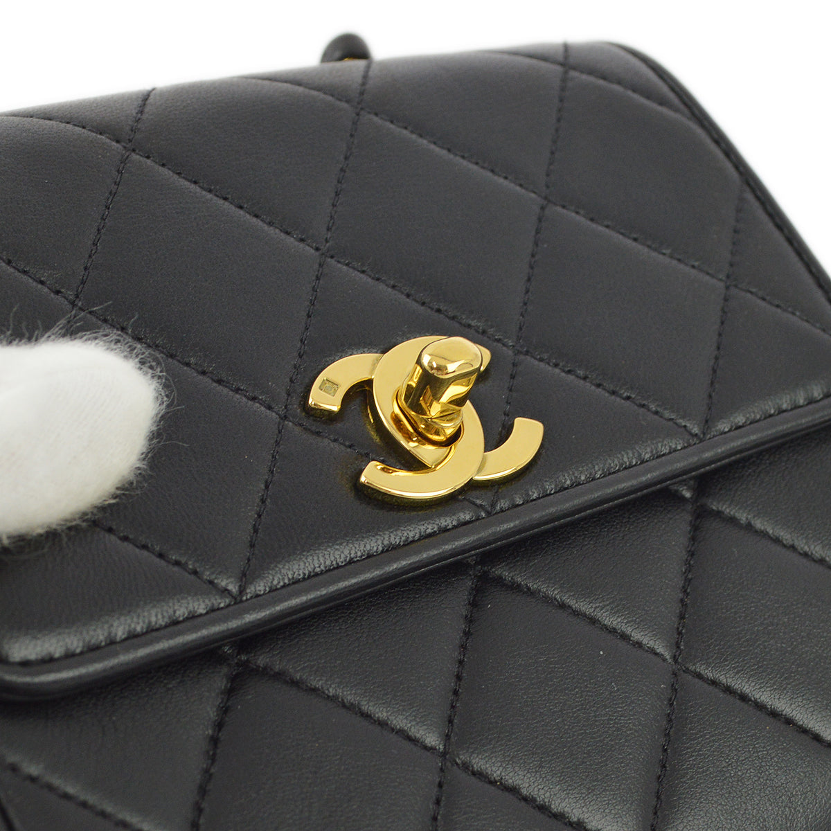 Chanel 1991-1994 Lambskin Straight Cube Flap Bag