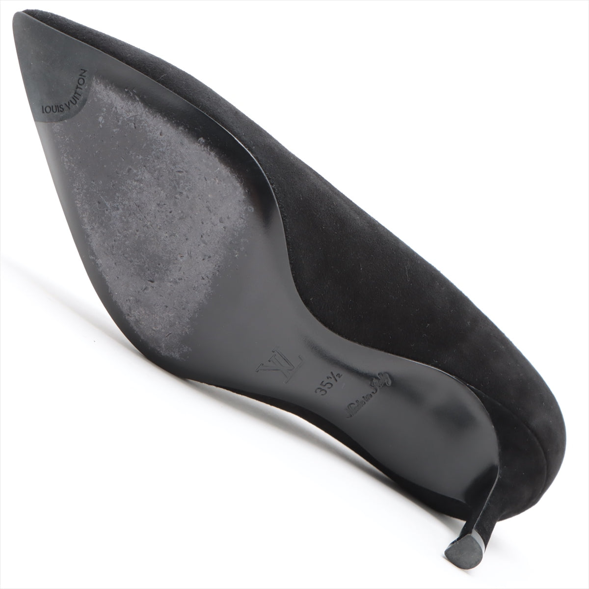 Louis Vuitton 16 Years Leather X Suede Pump 35 1/2  Black MA0126 LV Circle Logo