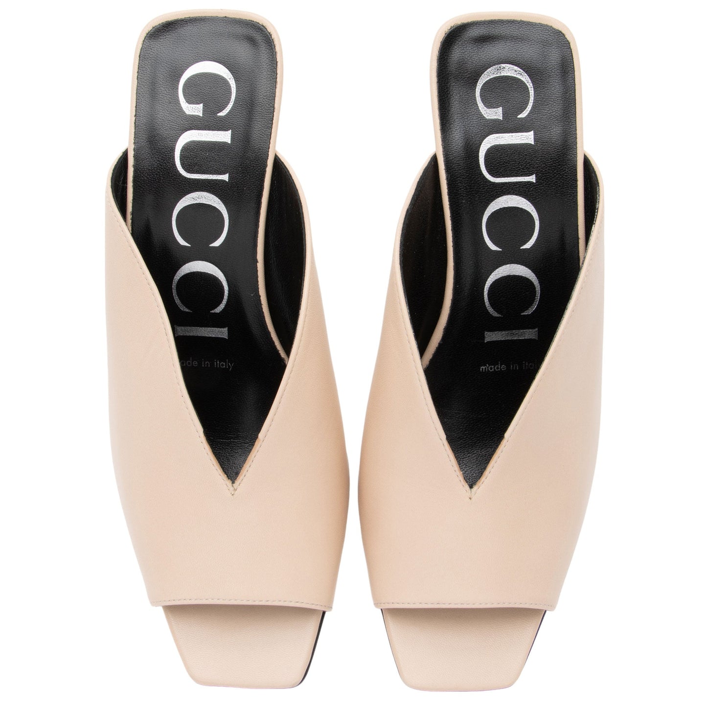 Gucci Leather Square G Slide Sandals