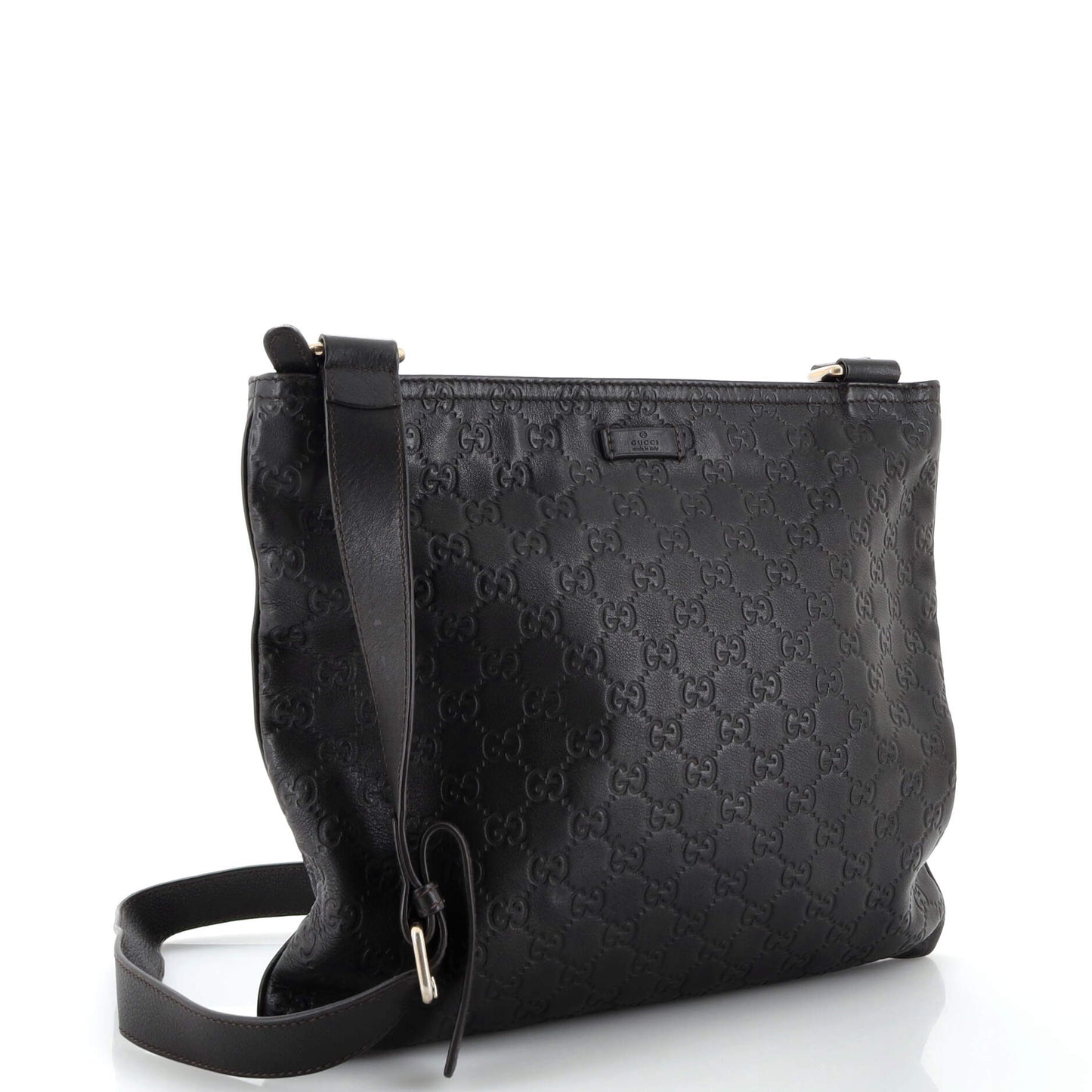 Zip Top Messenger Bag Guccissima Leather Large