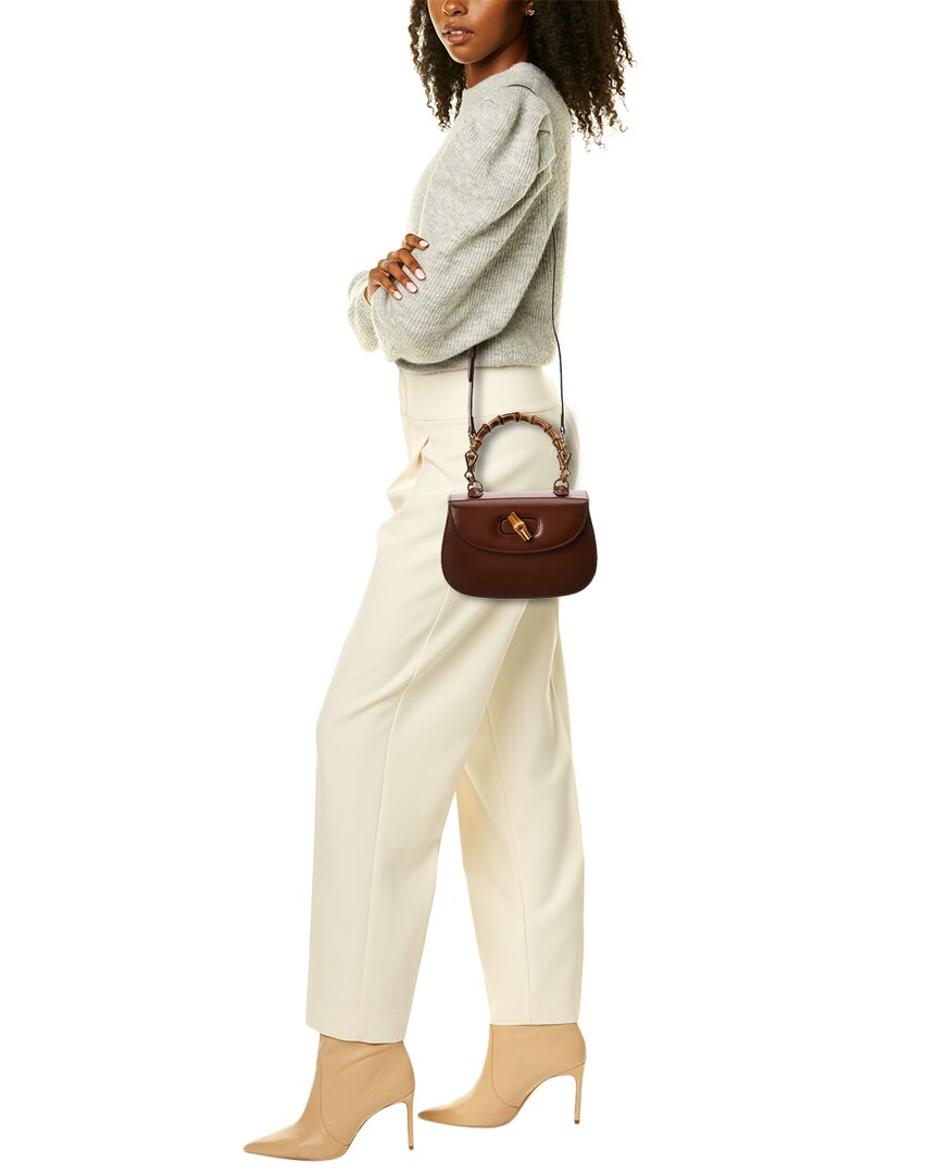 Luxury Gucci Trending 2025 Bamboo 1947 Small Leather Shoulder Bag