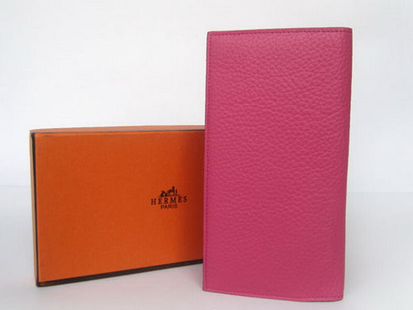 Luxury Hermes Wallet H2007 Ladies Cow Leather Pink