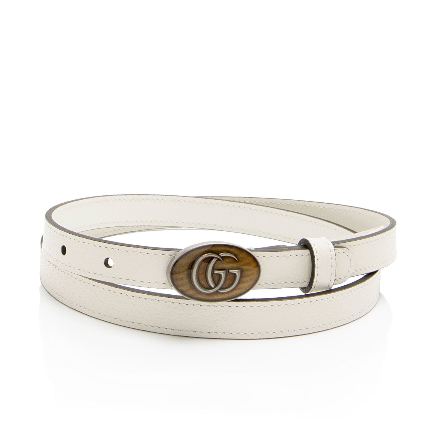 Gucci Leather Enamel GG Slim Belt