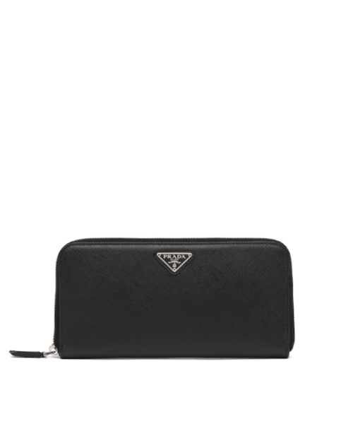 Luxury PradaLarge Saffiano Leather Wallet Black SiLouis Vuittoner Hardware