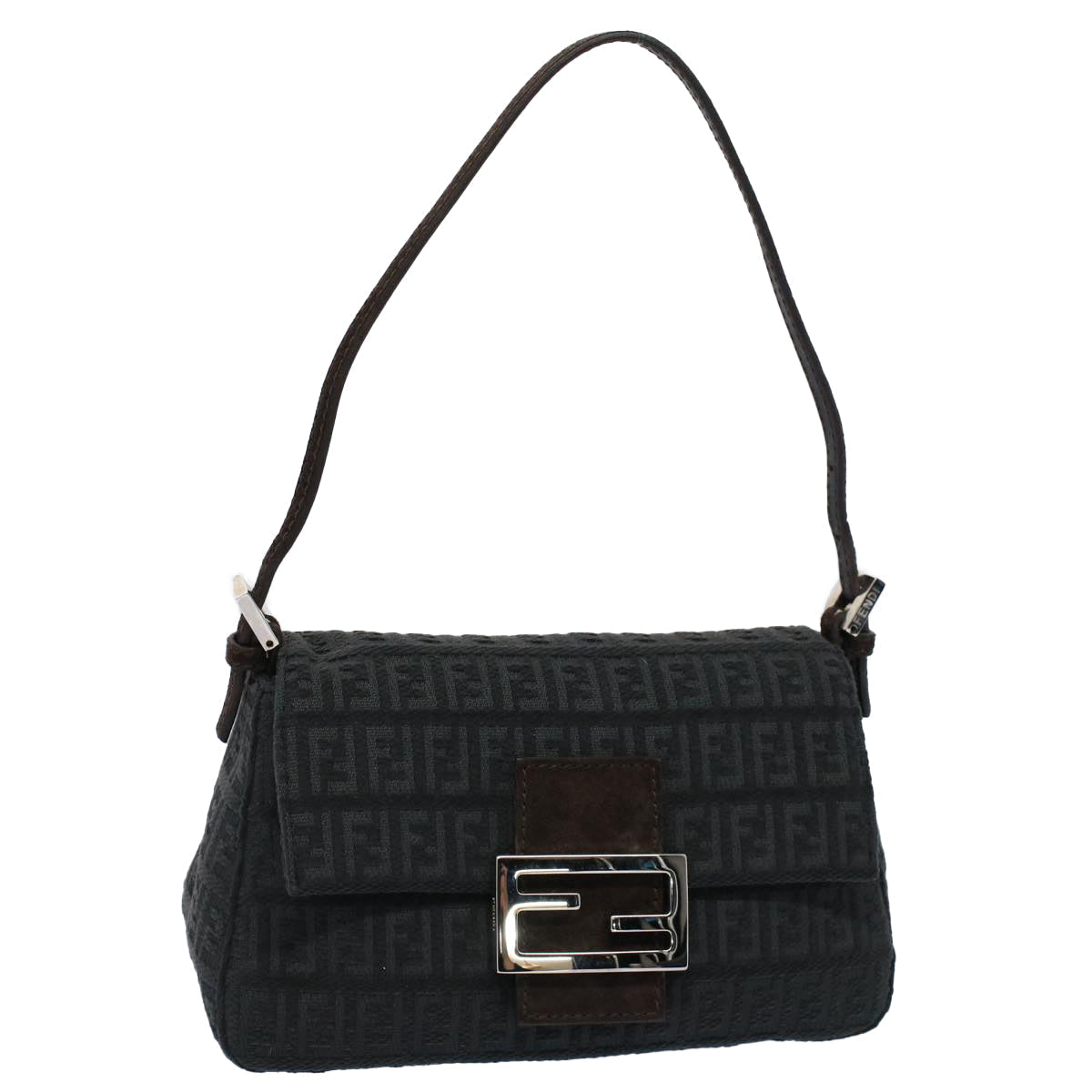 Luxury FendiZucchino Canvas Mamma Baguette Shoulder Bag Grayfm2754
