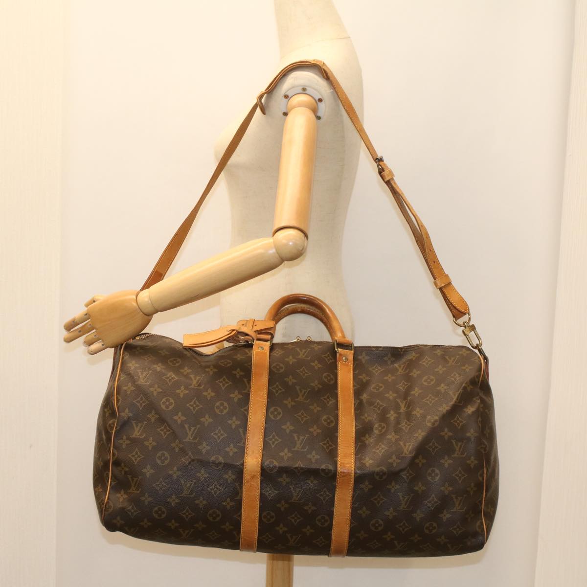 LOUIS VUITTON Monogram Keepall Bandouliere 55 Boston Bag M41414 LV fm2830