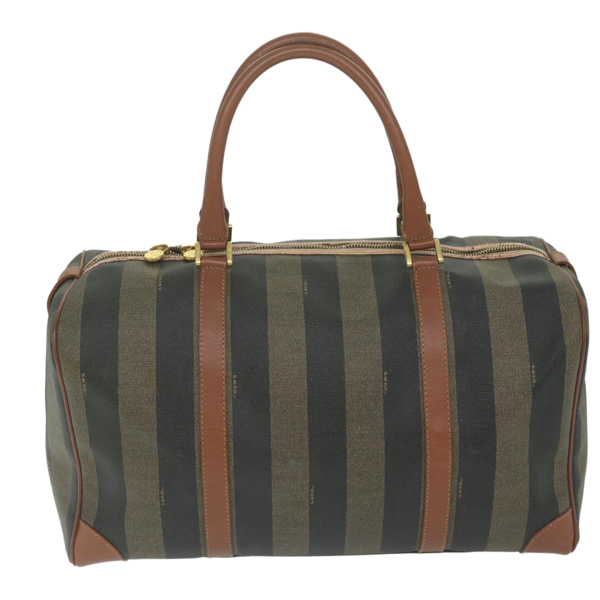 Luxury FendiPecan Canvas Boston Bag PVC Brown Khakifm3027