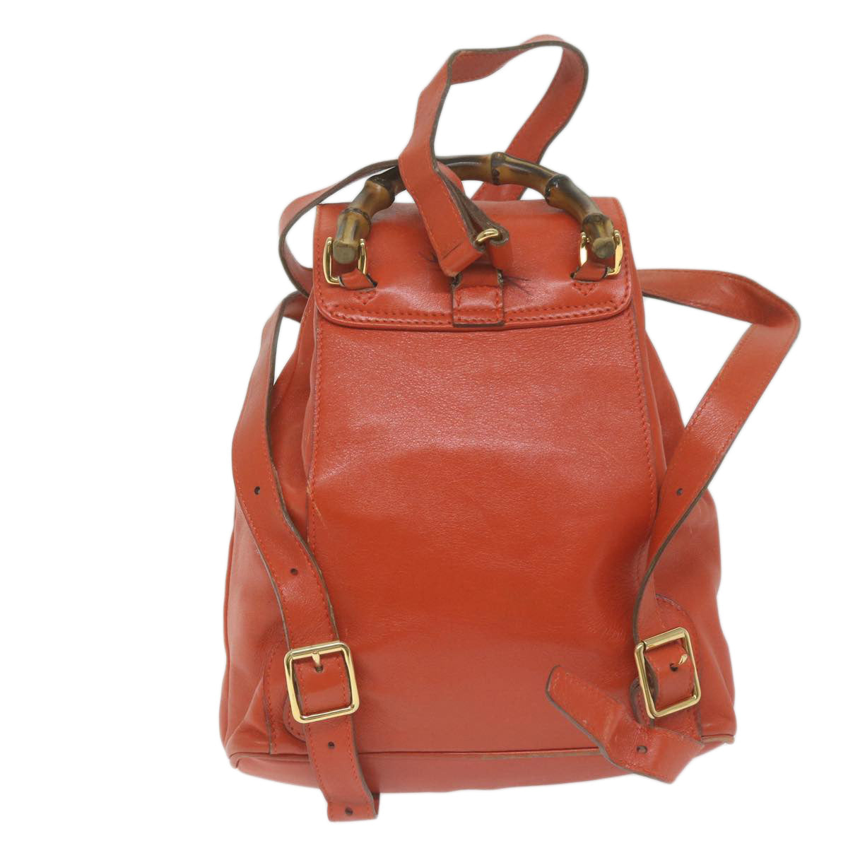 GUCCI Bamboo Backpack Leather Orange 003 2058 0030  fm3138