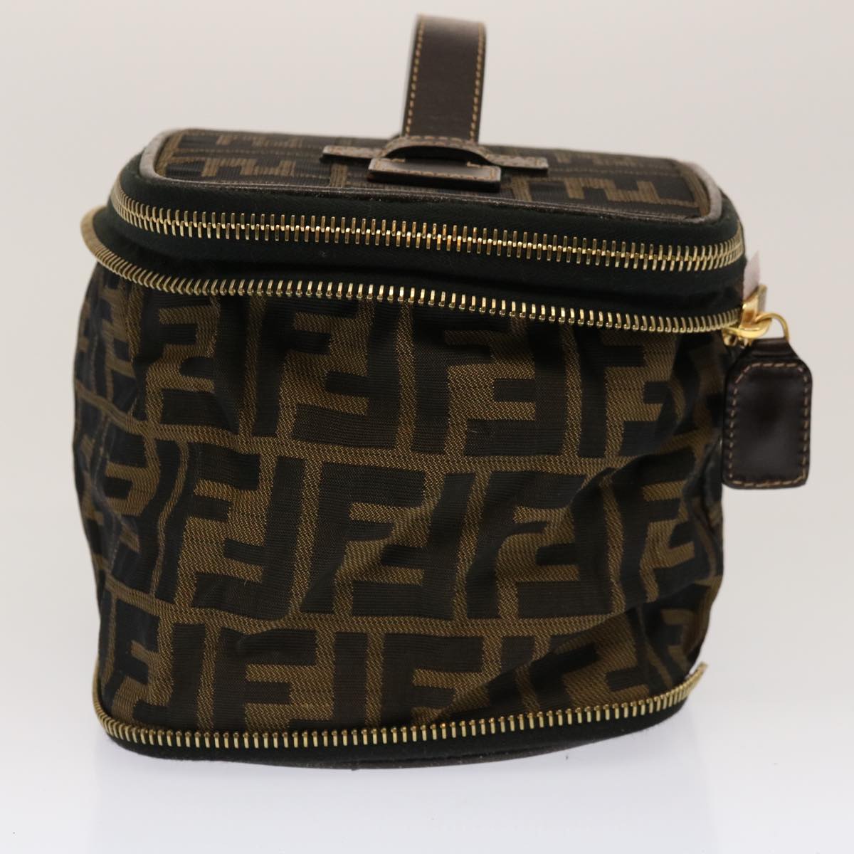 Luxury FendiZucca Canvas Vanity Pouch Brown Blackfm3154