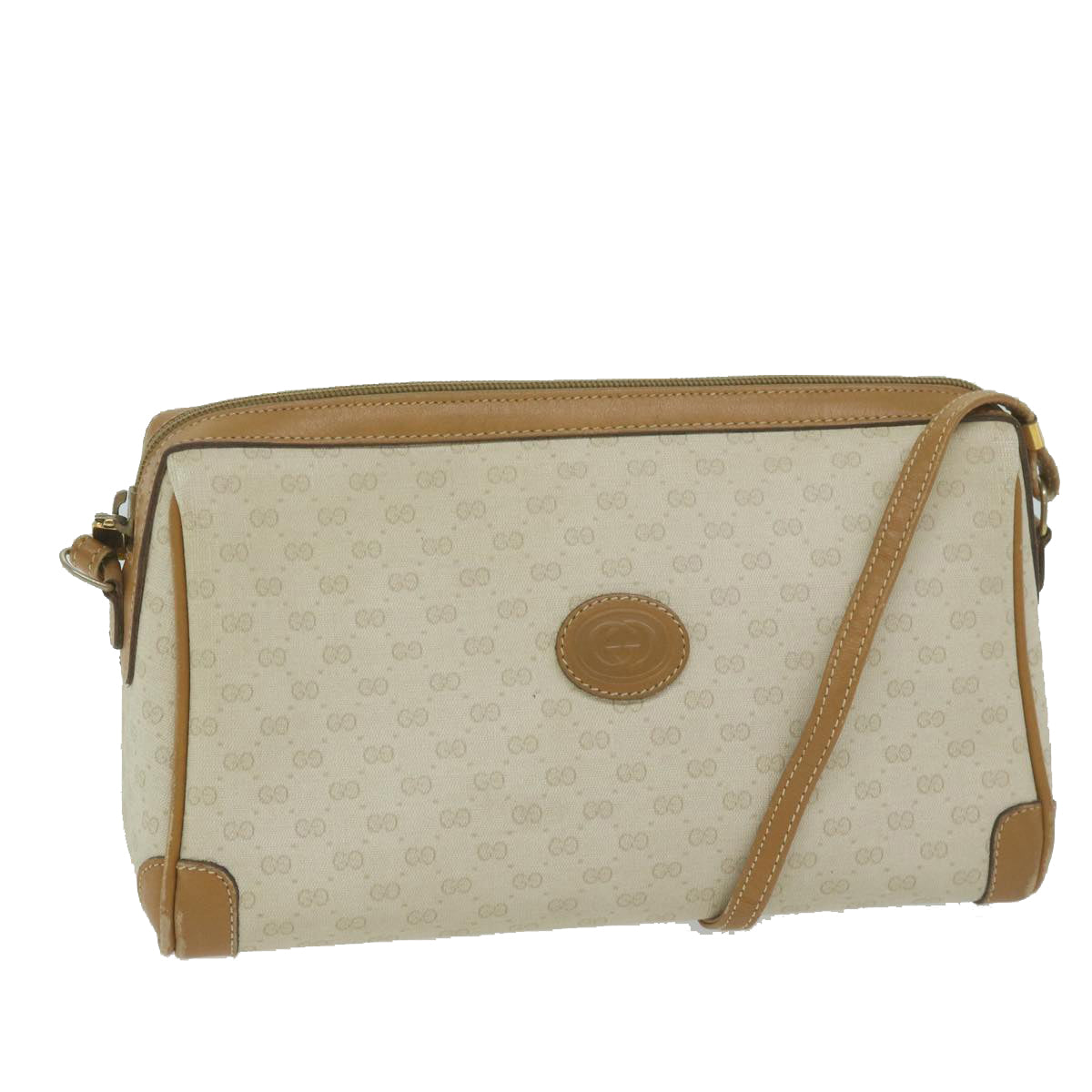 GUCCI Micro GG Canvas Shoulder Bag PVC Beige  fm3171