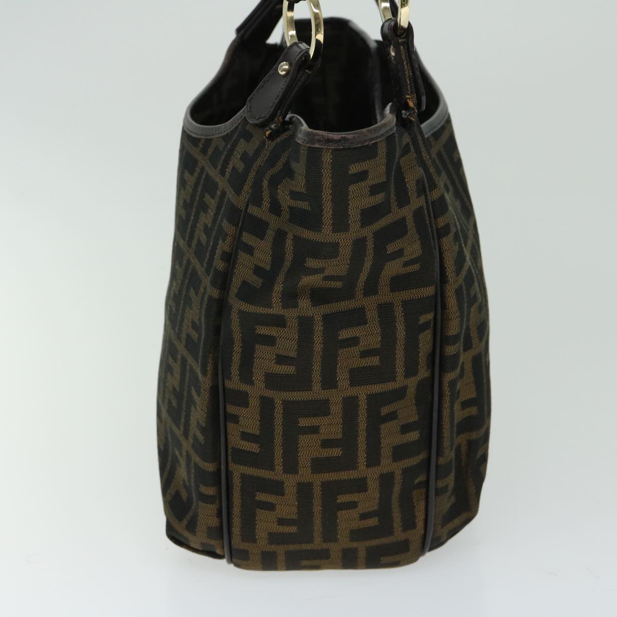 Luxury FendiZucca Canvas Shoulder Bag Black Brownfm3246