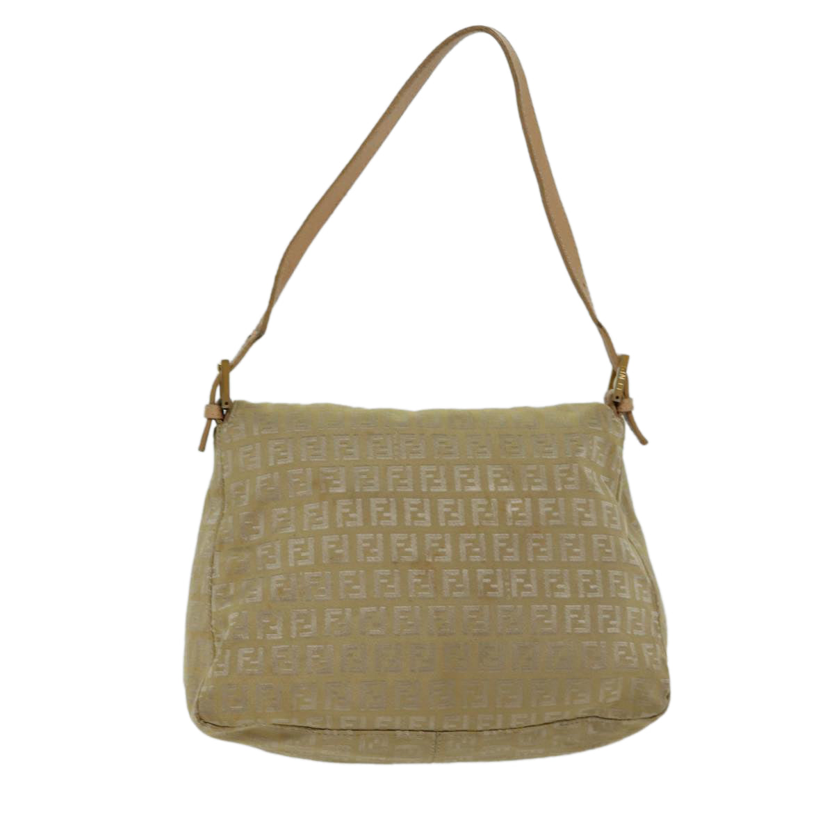 Luxury Fendi Zucchino Canvas Mamma Baguette Shoulder Bag Beigefm3459