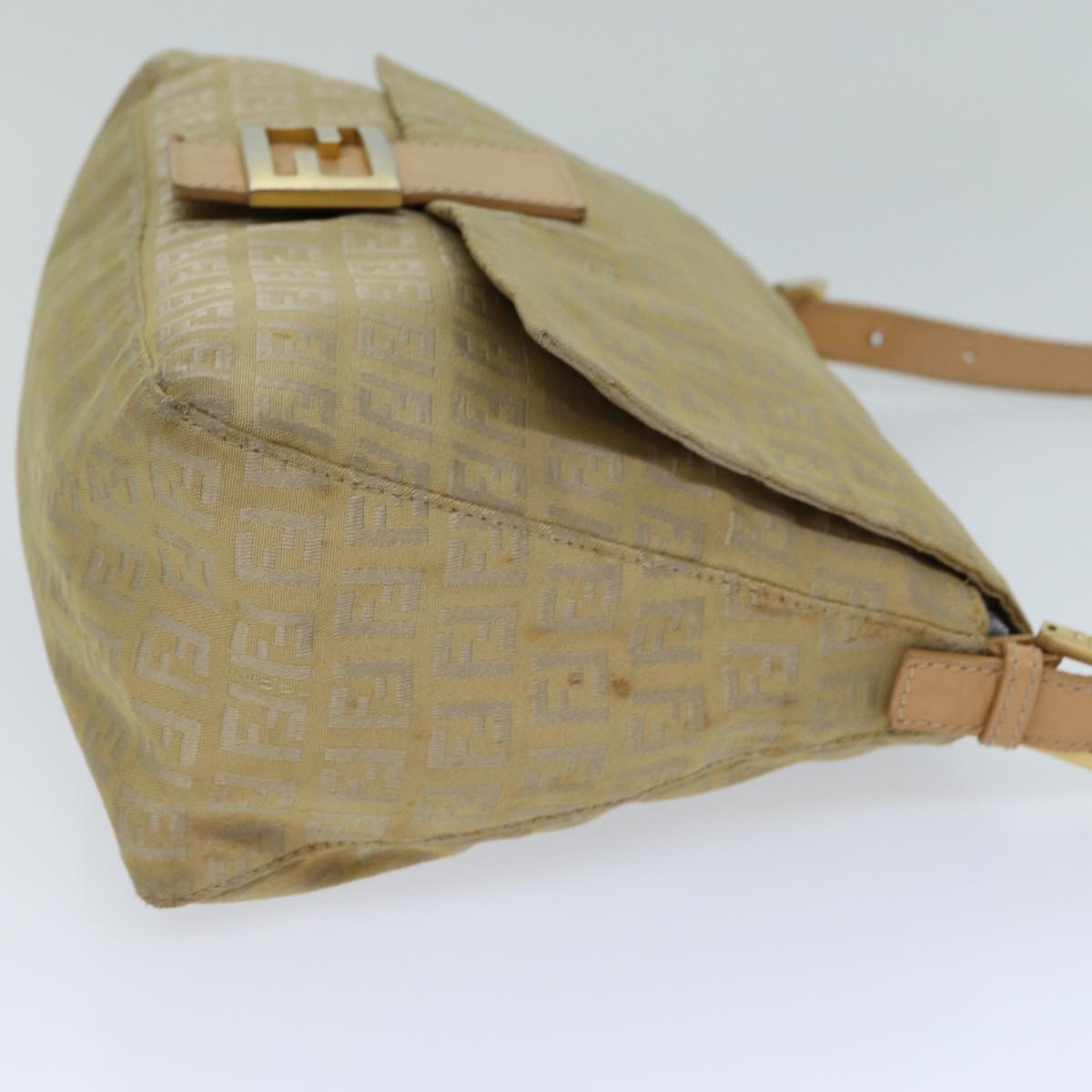 Luxury Fendi Zucchino Canvas Mamma Baguette Shoulder Bag Beigefm3459