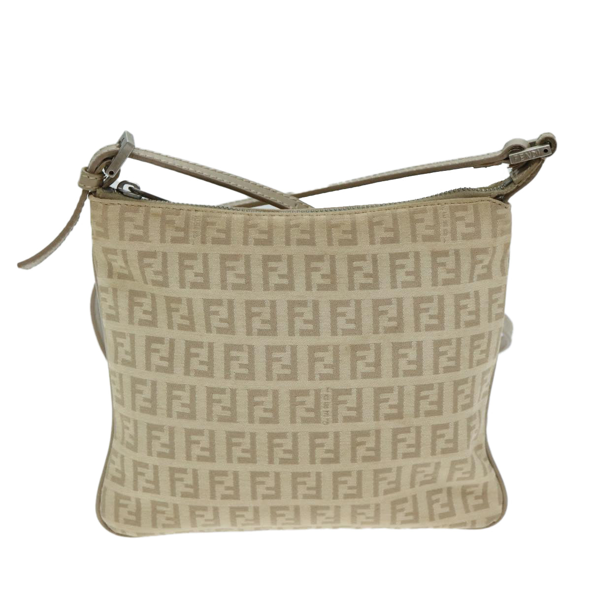 Luxury Fendi Zucchino Canvas Shoulder Bag Beigefm3513