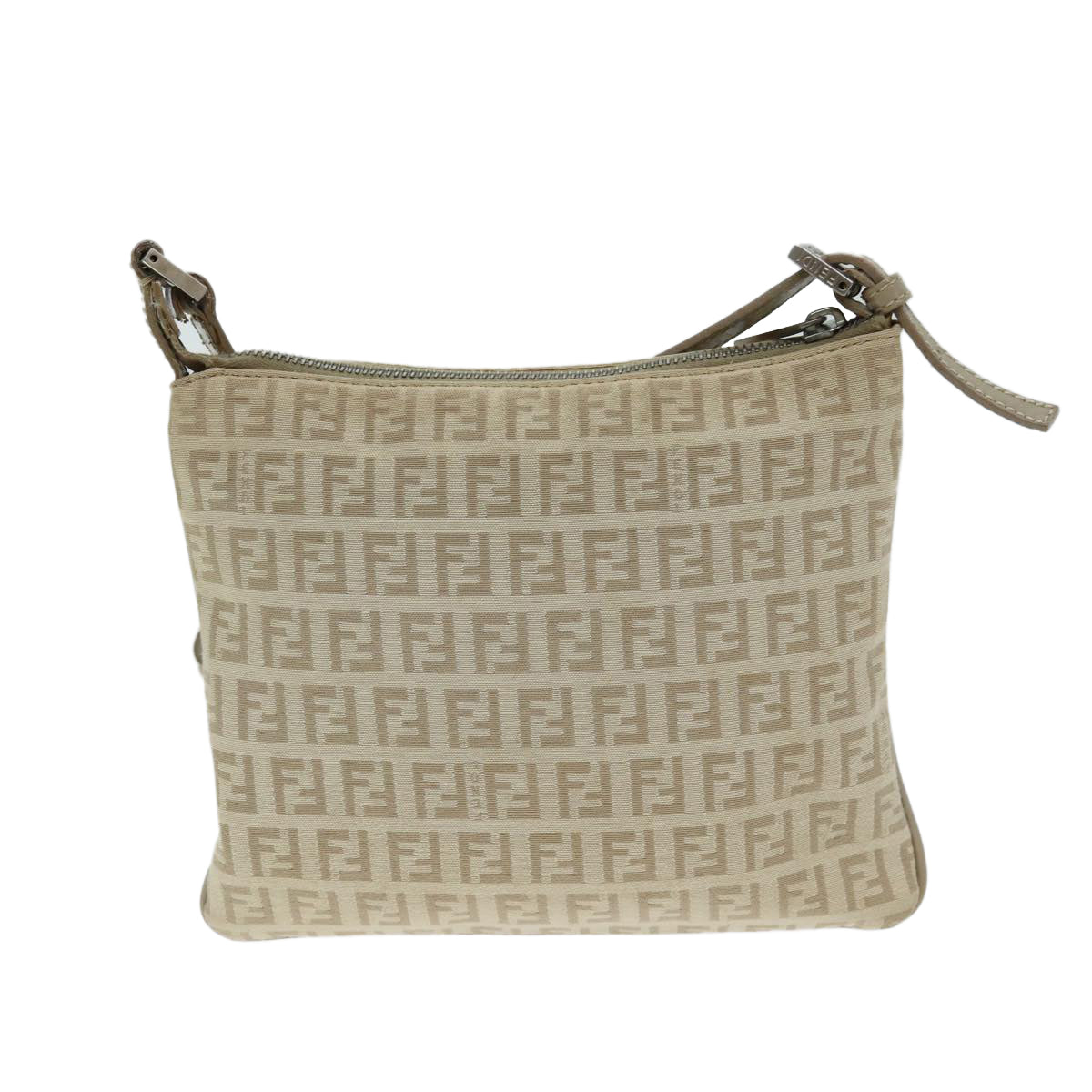 Luxury Fendi Zucchino Canvas Shoulder Bag Beigefm3513