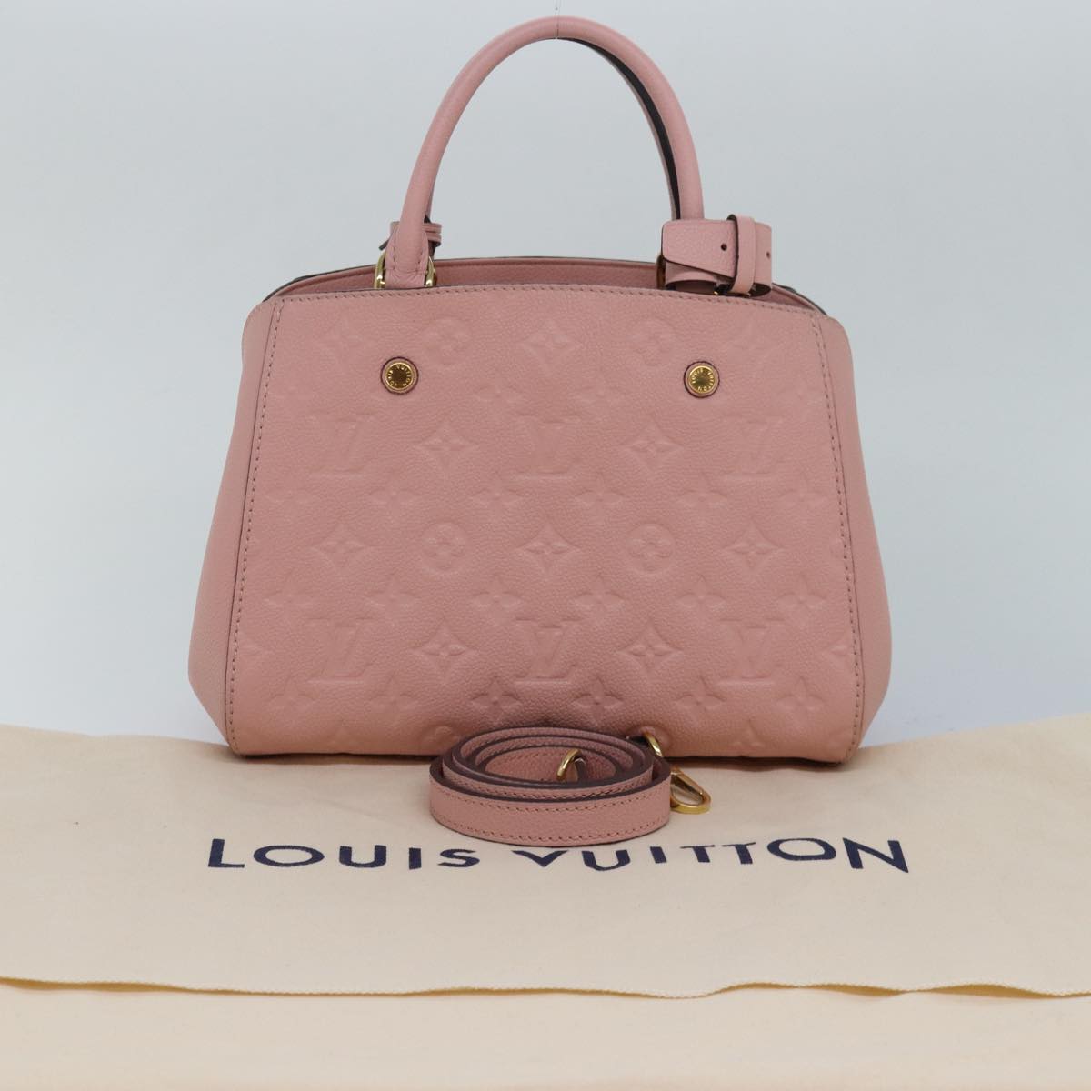LOUIS VUITTON Monogram Empreinte Montaigne BB Bag Pink Rose M44123 fm3558A