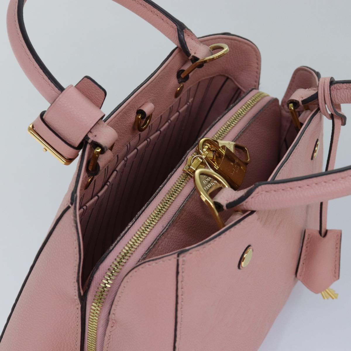 LOUIS VUITTON Monogram Empreinte Montaigne BB Bag Pink Rose M44123 fm3558A