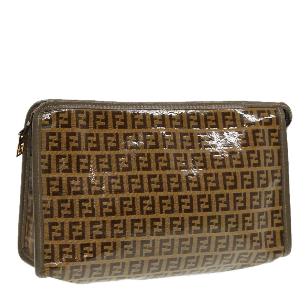 Luxury Fendi Zucchino Canvas Clutch Bag Coated Canvas Beigefm3587