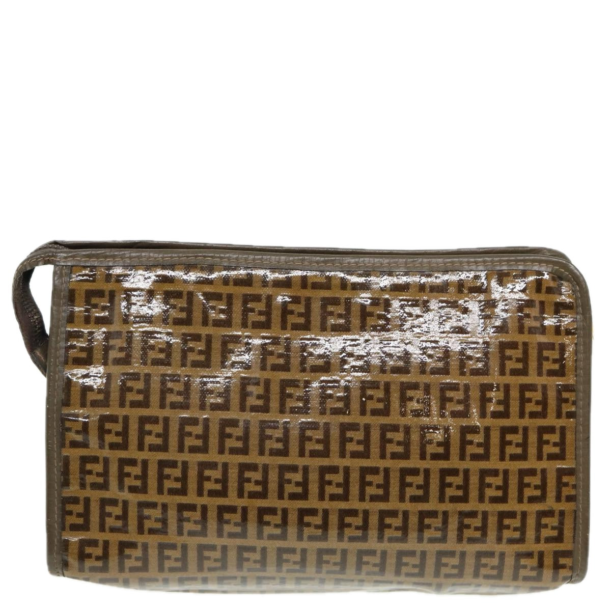 Luxury Fendi Zucchino Canvas Clutch Bag Coated Canvas Beigefm3587