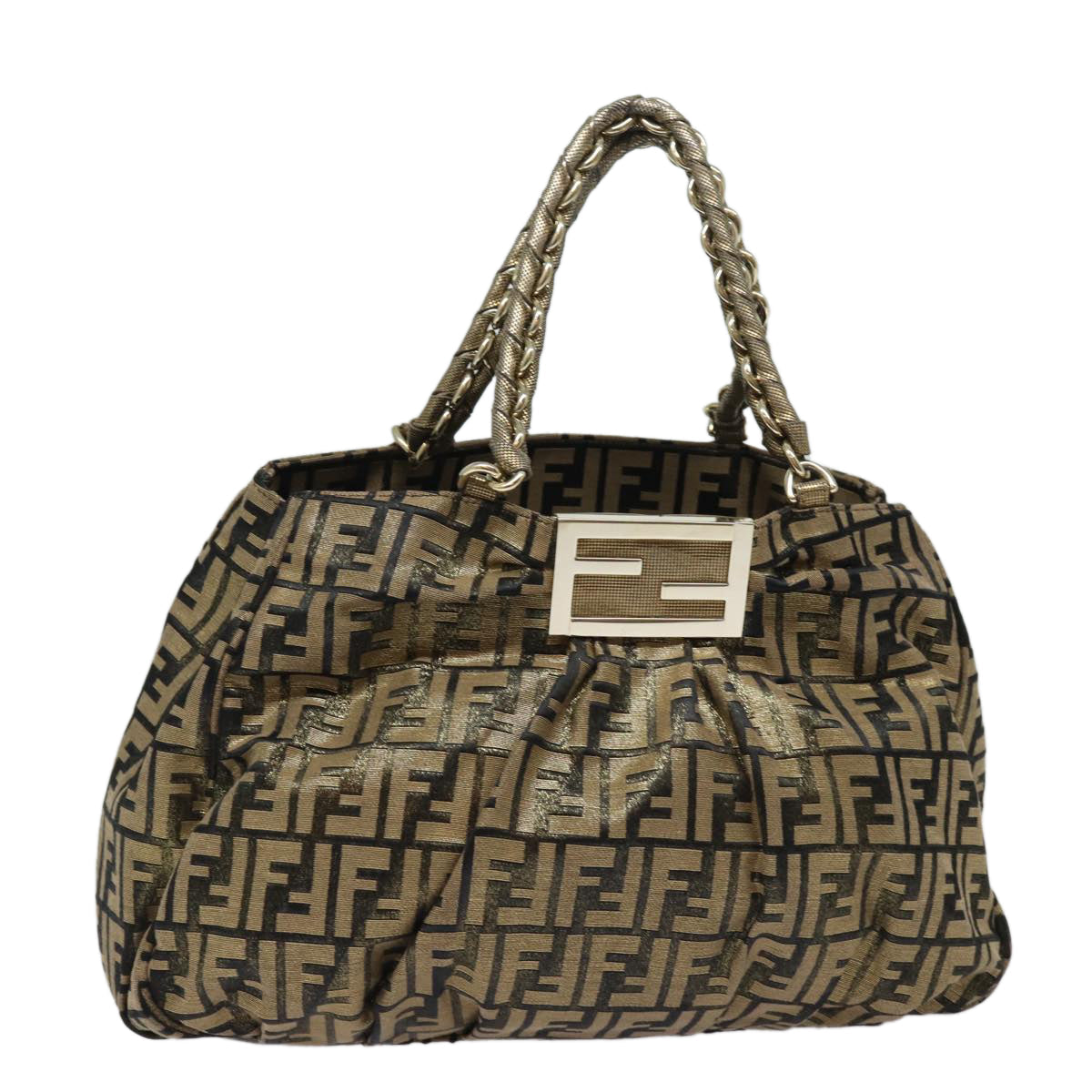 Luxury Fendi Zucca Canvas Chain Hand Bag Goldfm3589