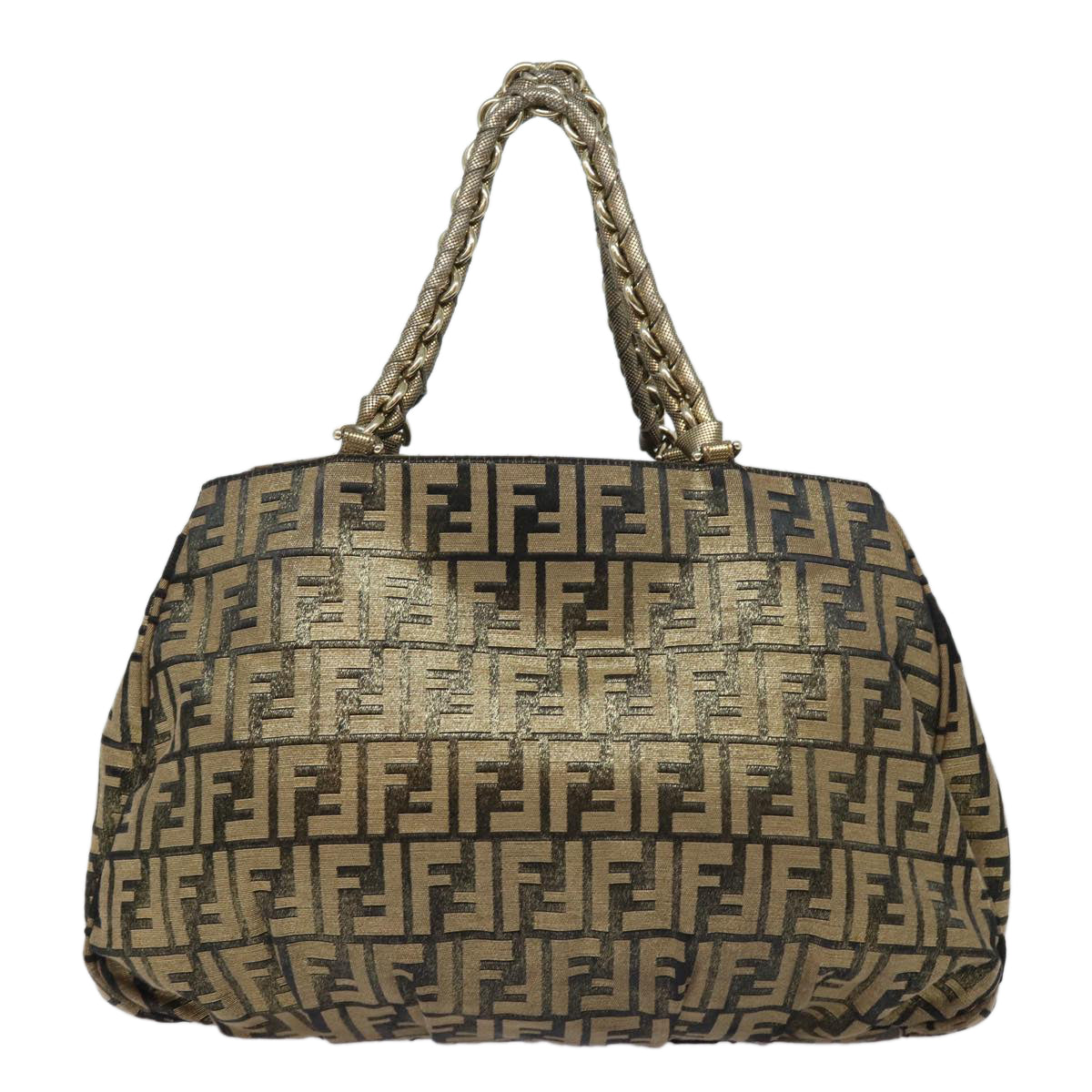 Luxury Fendi Zucca Canvas Chain Hand Bag Goldfm3589