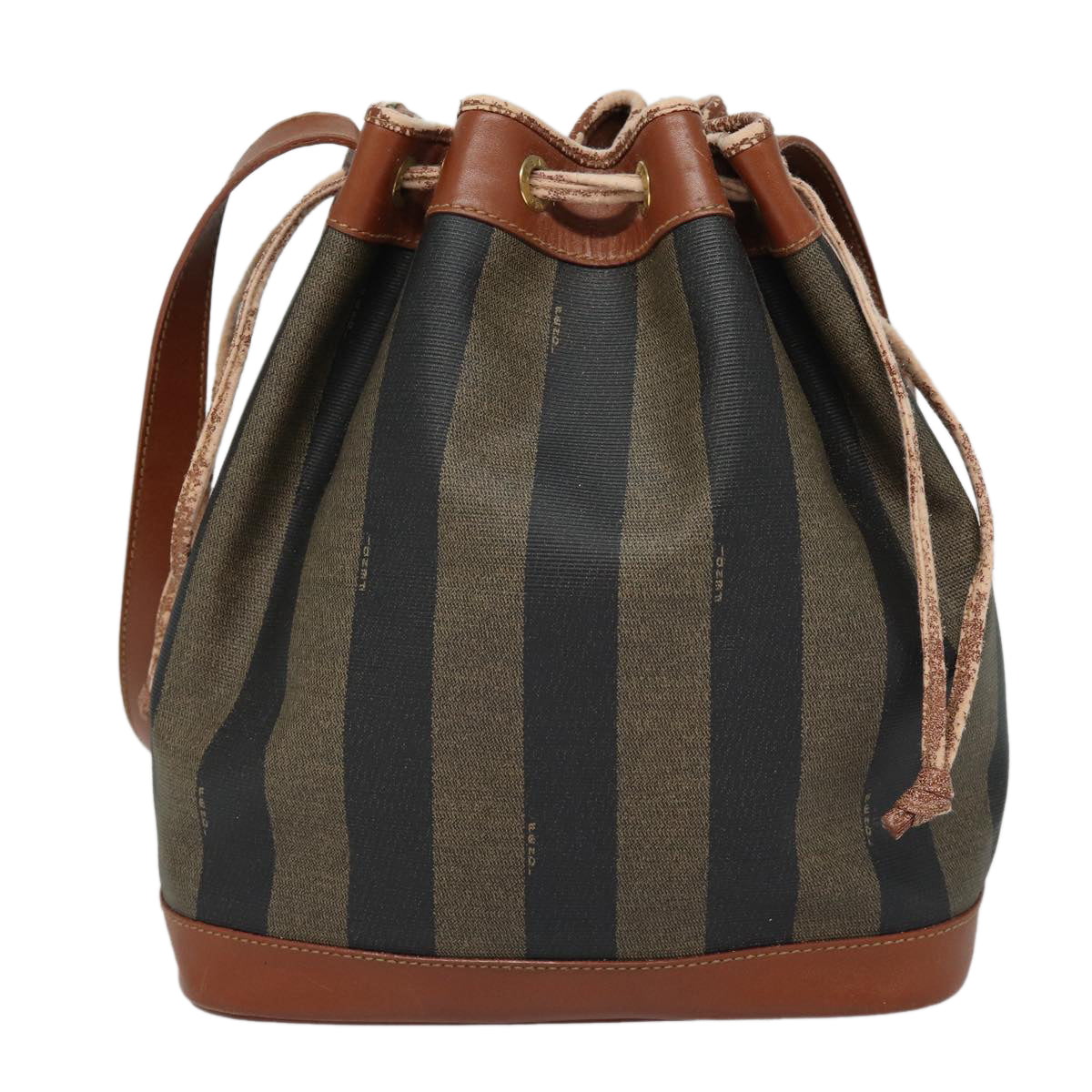 Luxury Fendi Pecan Canvas Shoulder Bag Brown Black goldfm3718