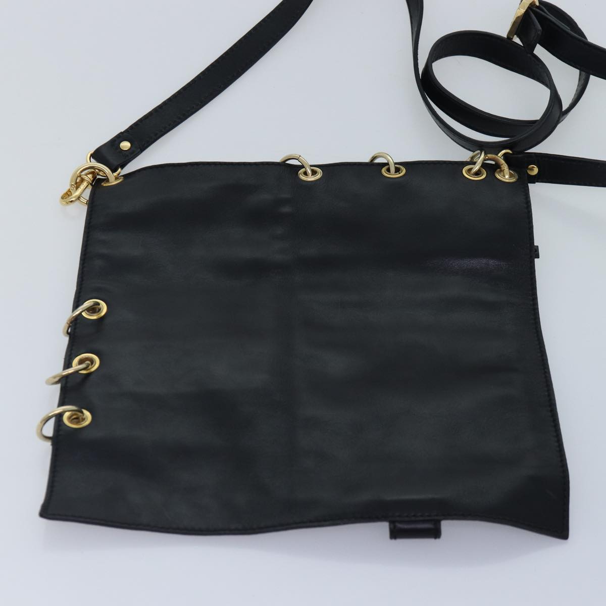 Luxury Fendi Zucca Canvas Shoulder Bag Leather Black Goldfm3729