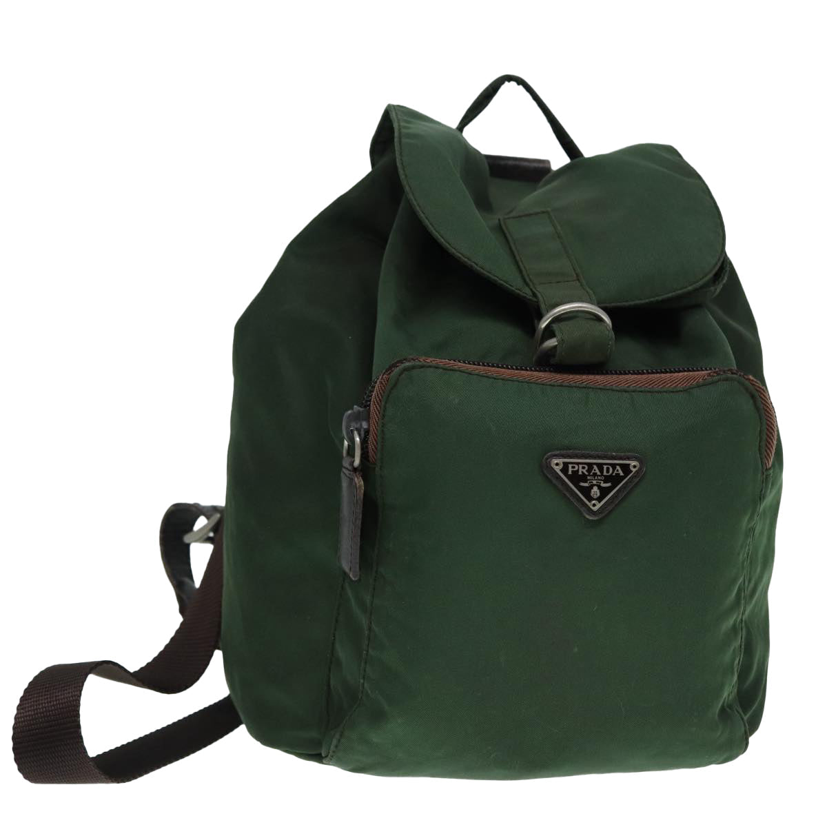 Luxury Prada Backpack Nylon Khaki Brown Silver  fm3741