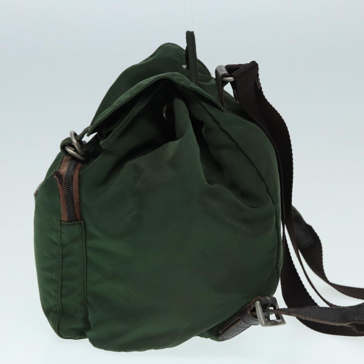Luxury Prada Backpack Nylon Khaki Brown Silver  fm3741