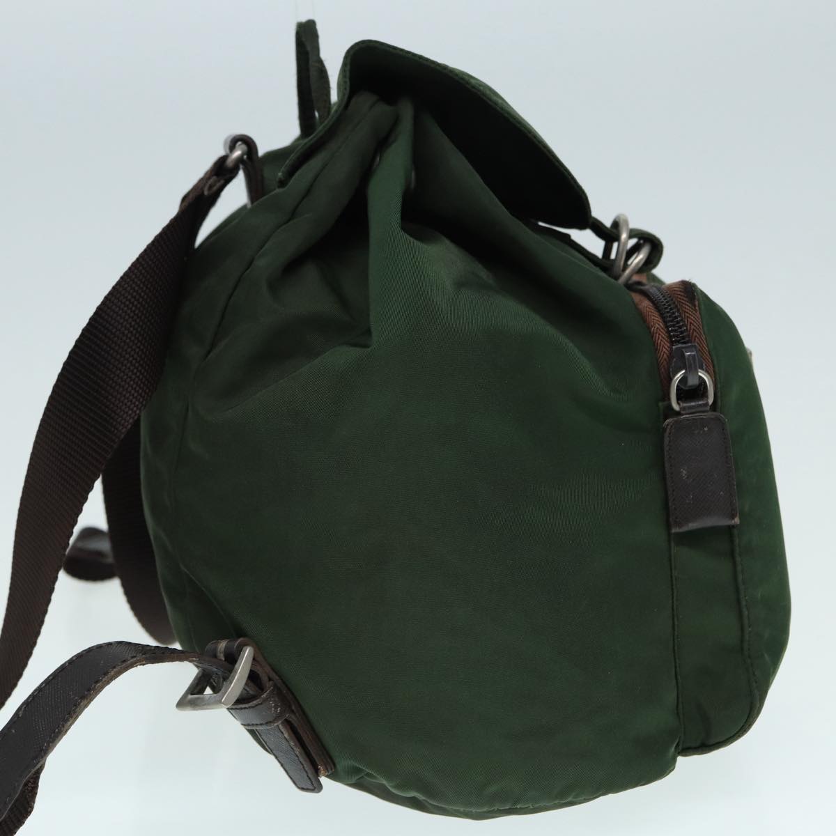 Luxury Prada Backpack Nylon Khaki Brown Silver  fm3741