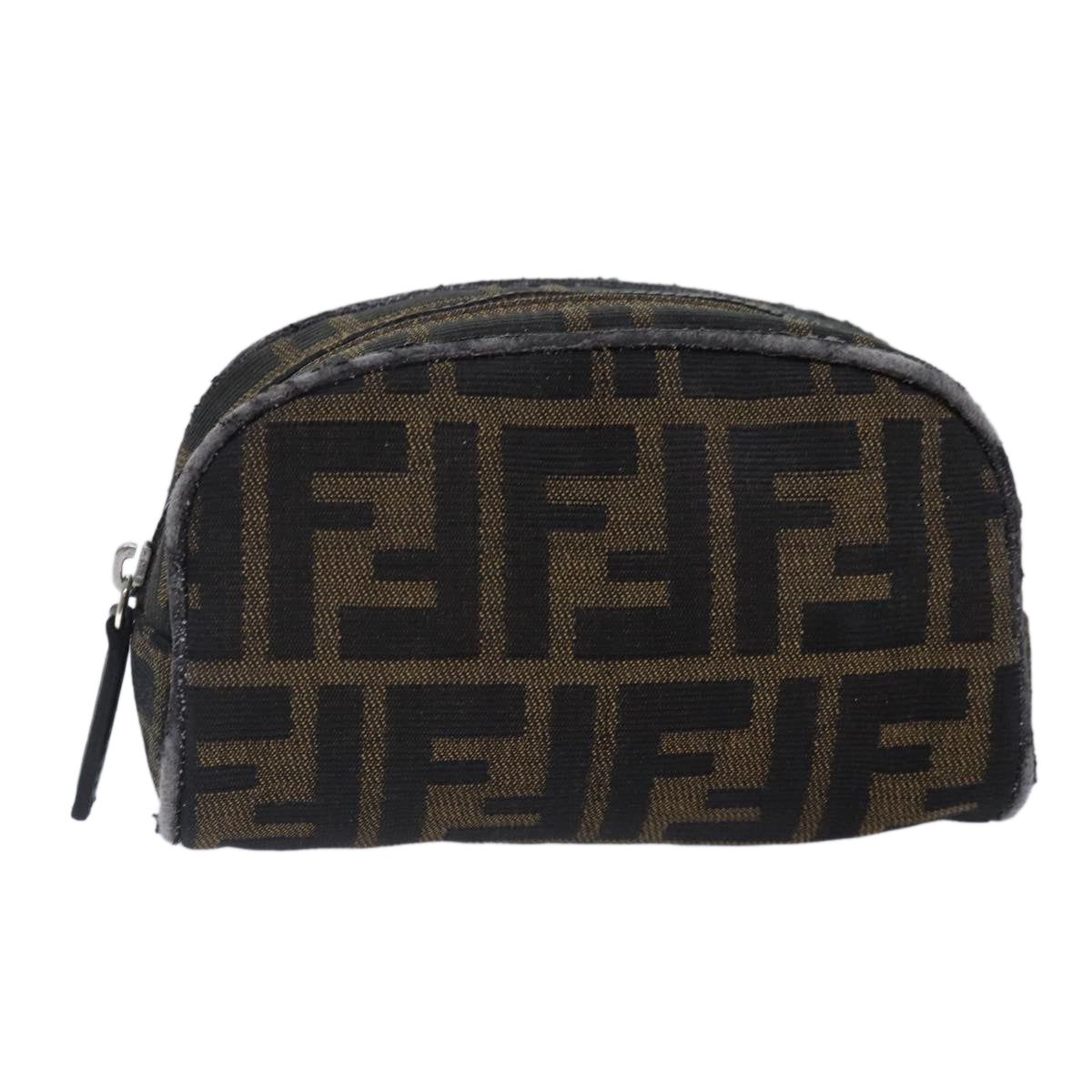 Luxury Fendi Zucca Canvas Pouch Brown Black Silverfm3759