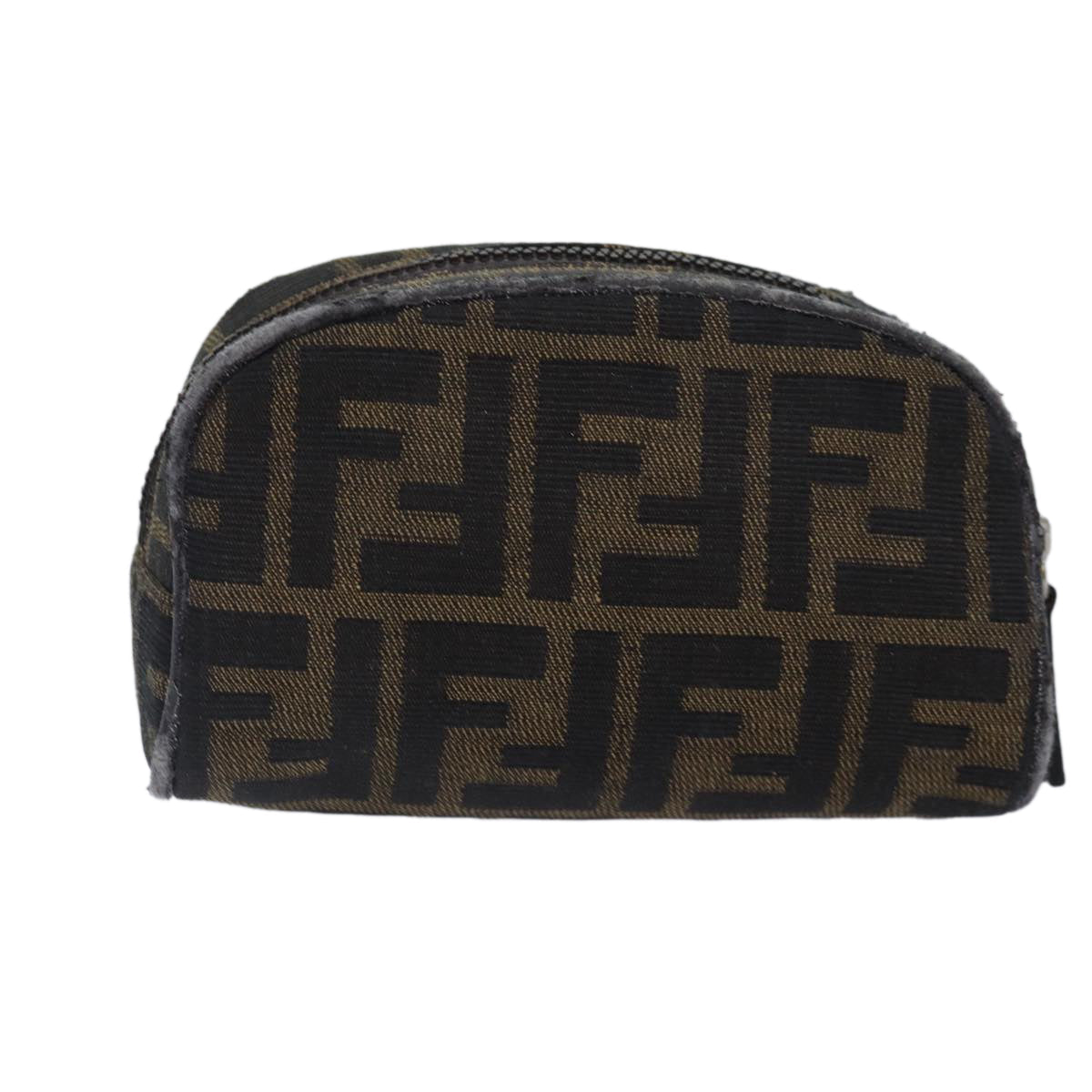 Luxury Fendi Zucca Canvas Pouch Brown Black Silverfm3759