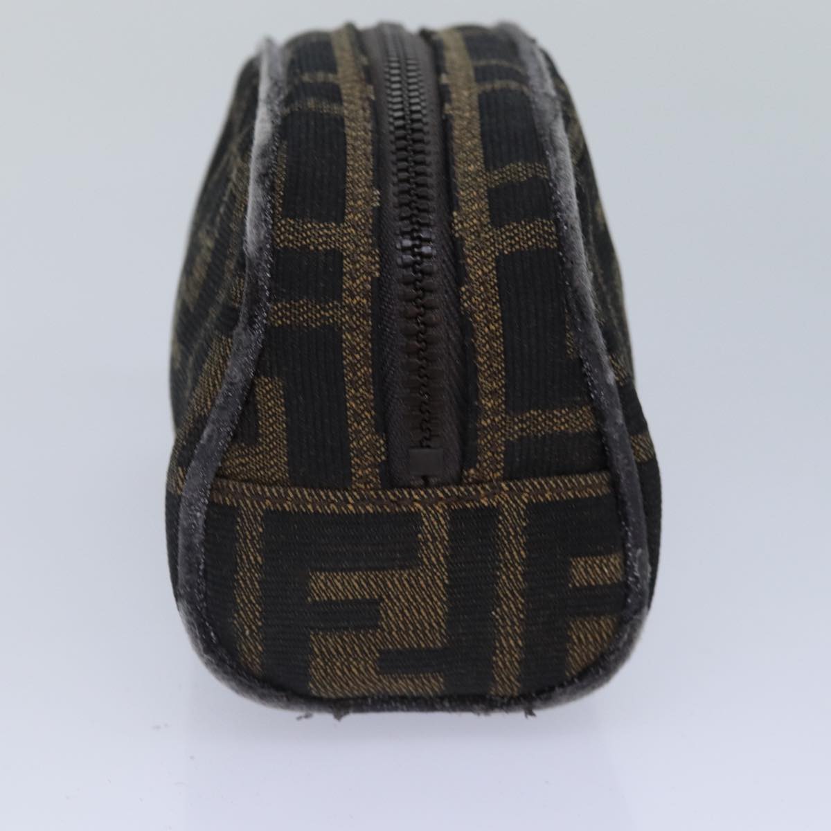Luxury Fendi Zucca Canvas Pouch Brown Black Silverfm3759