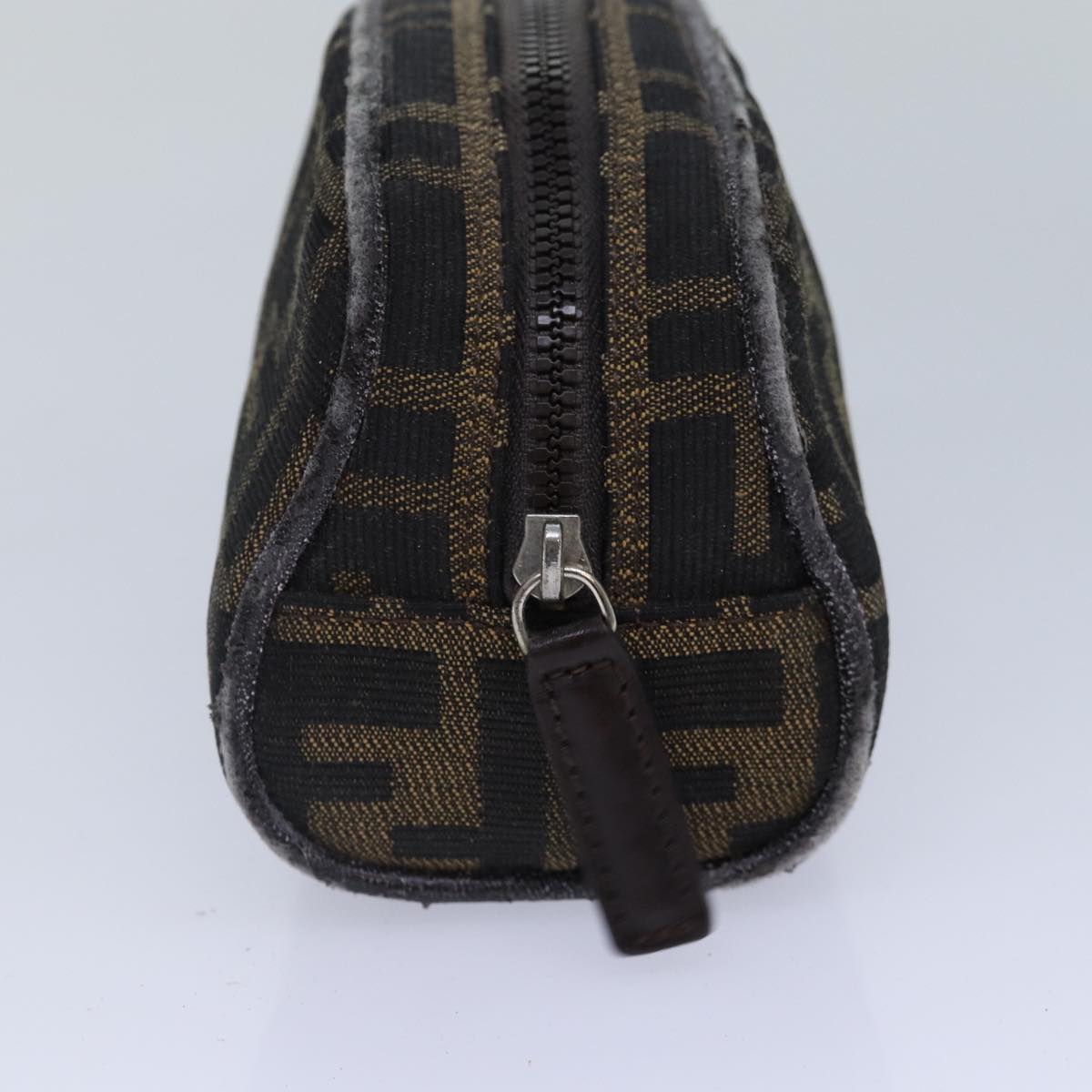 Luxury Fendi Zucca Canvas Pouch Brown Black Silverfm3759