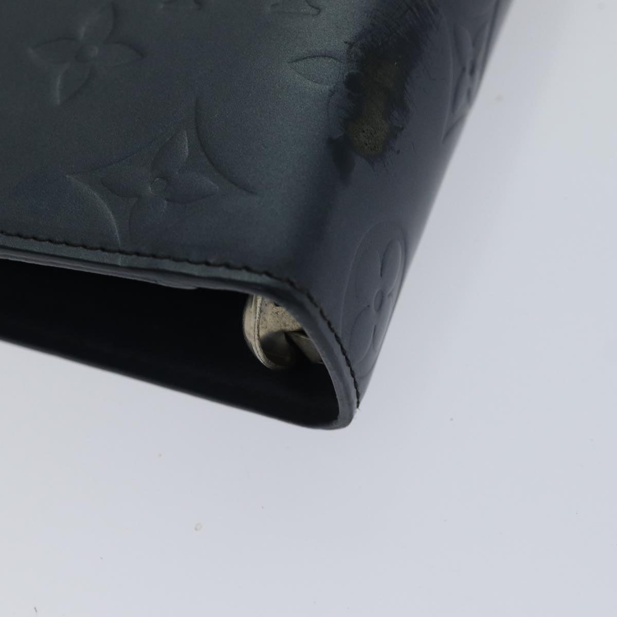 LOUIS VUITTON Monogram mat Agenda MM Day Planner Cover Navy LV fm3771