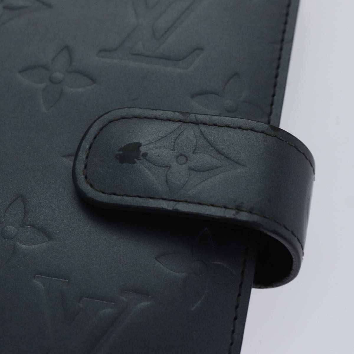 LOUIS VUITTON Monogram mat Agenda MM Day Planner Cover Navy LV fm3771