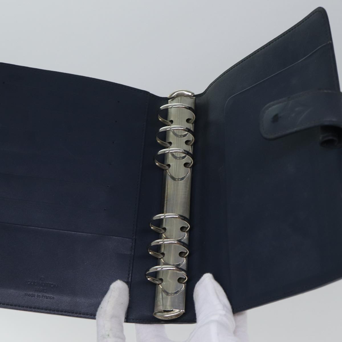 LOUIS VUITTON Monogram mat Agenda MM Day Planner Cover Navy LV fm3771