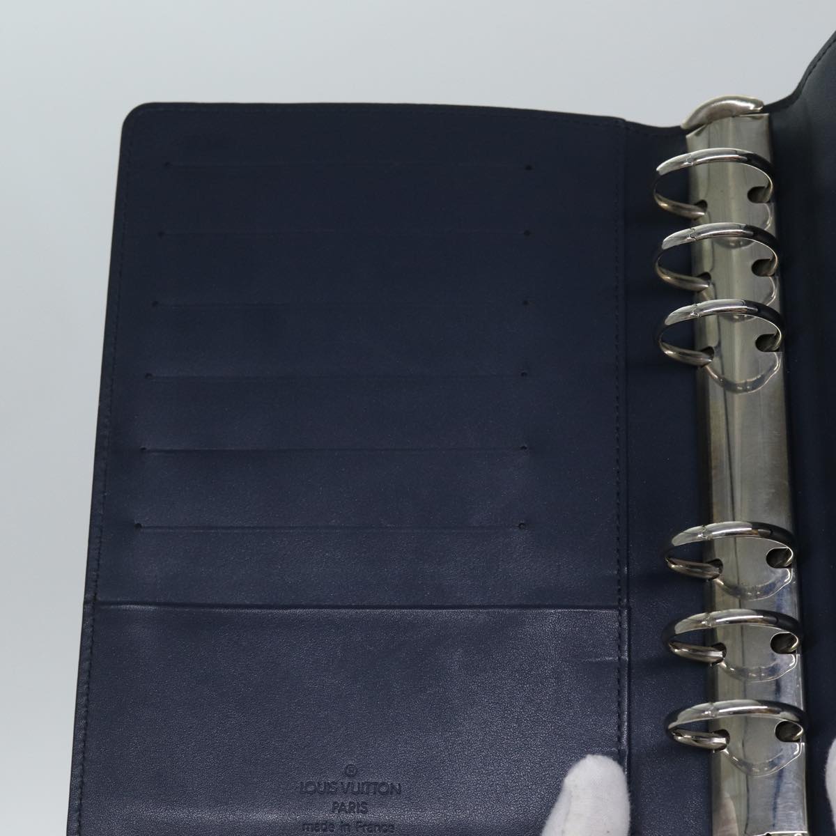 LOUIS VUITTON Monogram mat Agenda MM Day Planner Cover Navy LV fm3771