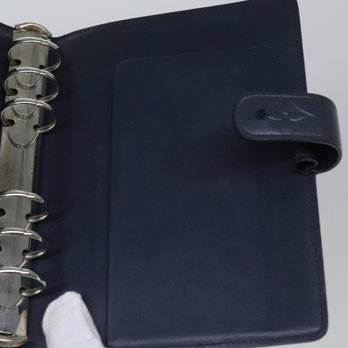 LOUIS VUITTON Monogram mat Agenda MM Day Planner Cover Navy LV fm3771
