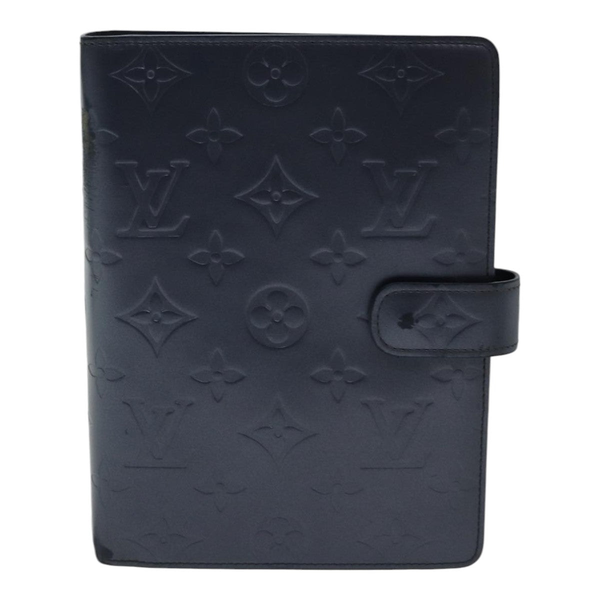 LOUIS VUITTON Monogram mat Agenda MM Day Planner Cover Navy LV fm3771