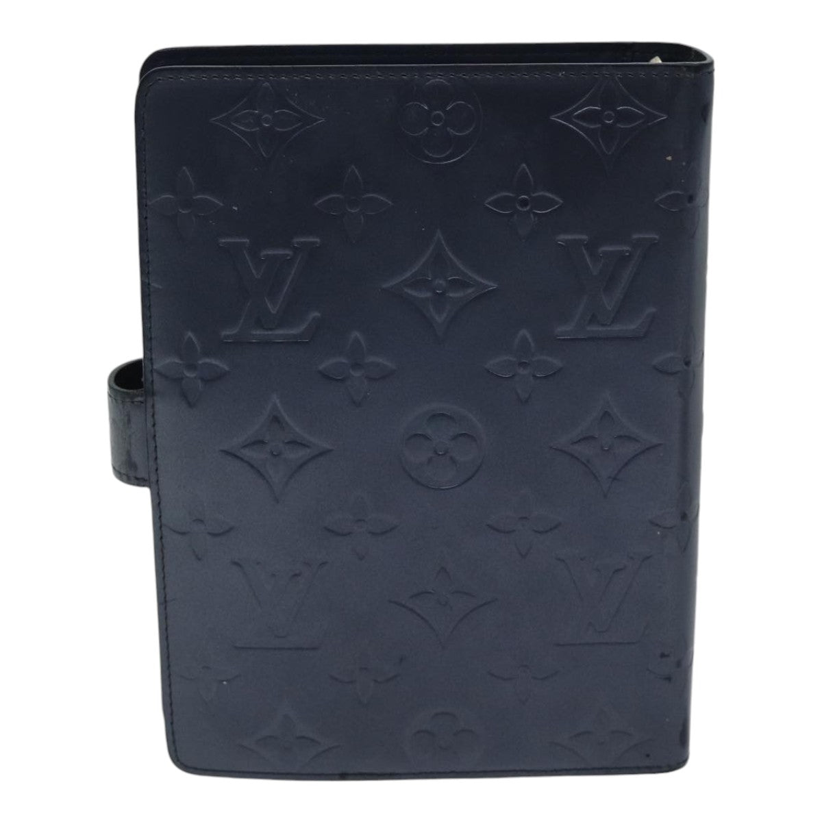 LOUIS VUITTON Monogram mat Agenda MM Day Planner Cover Navy LV fm3771