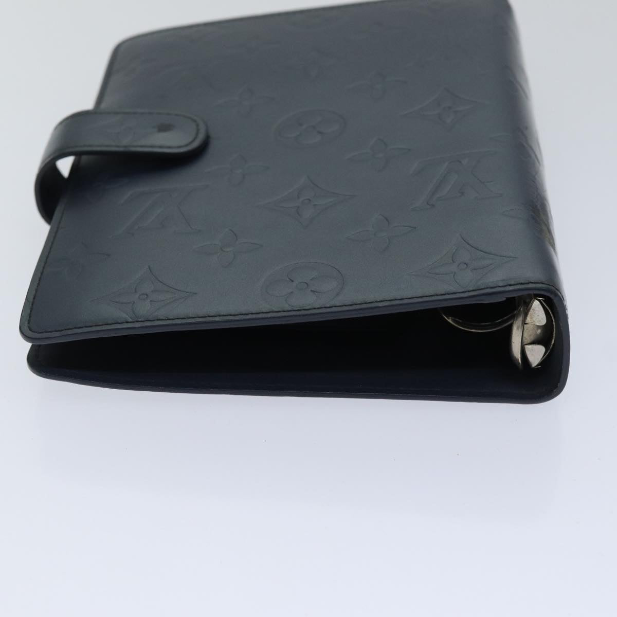 LOUIS VUITTON Monogram mat Agenda MM Day Planner Cover Navy LV fm3771
